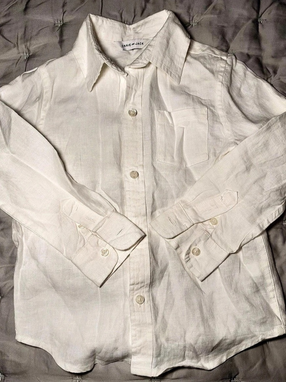 Janie and Jack Linen Shirt Boys Button Down Shirt Size 3T Like New